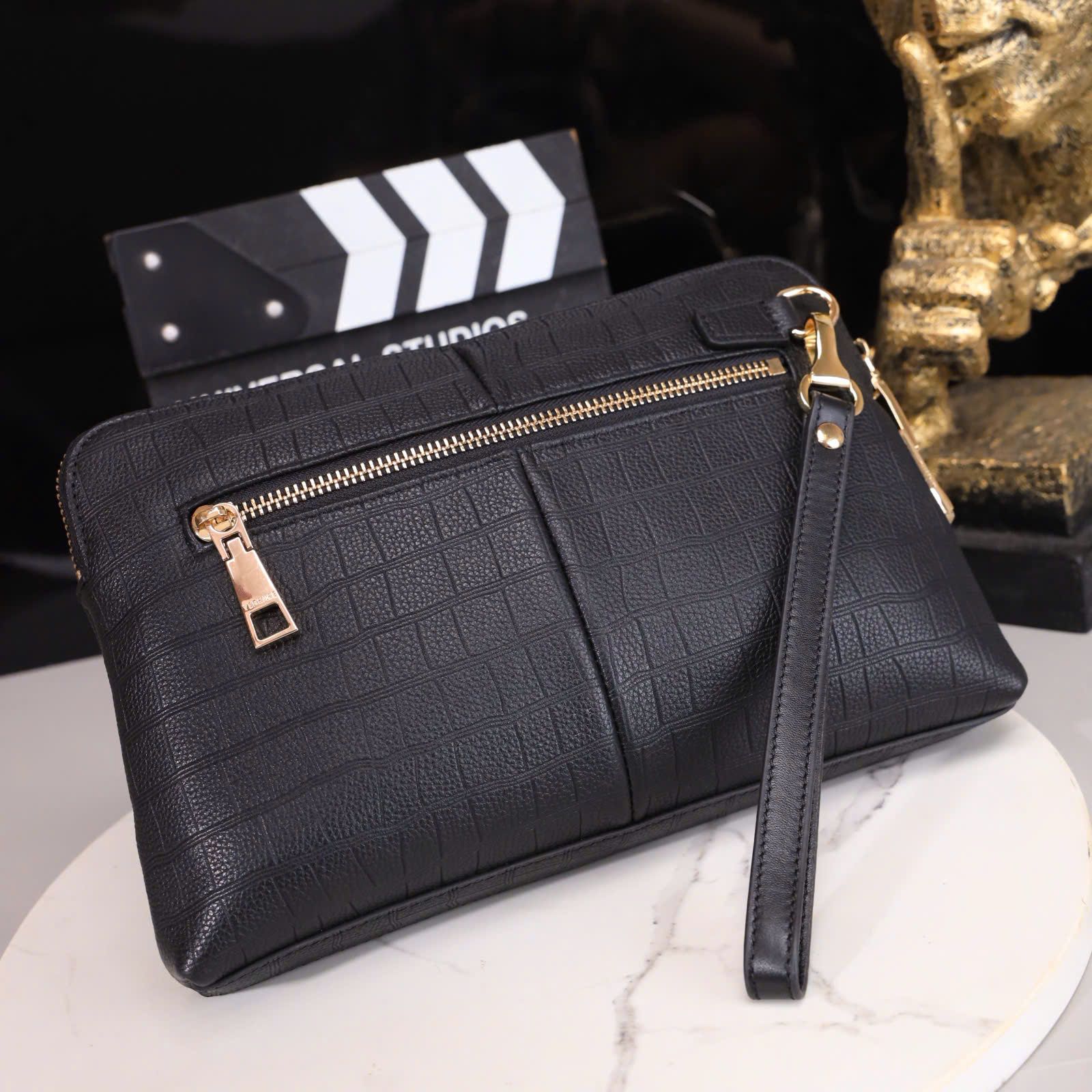 VKS372 Ví Khóa Số, Ví Nam Cầm tay, Clutch Cầm Tay Nam Da Bò Versace