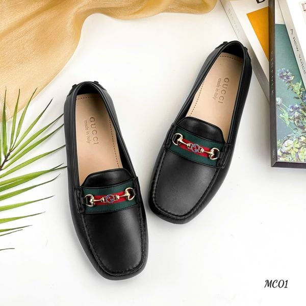 MC01 Giày Lười, Giày Moccasin Da Bò Cao Cấp Gucci