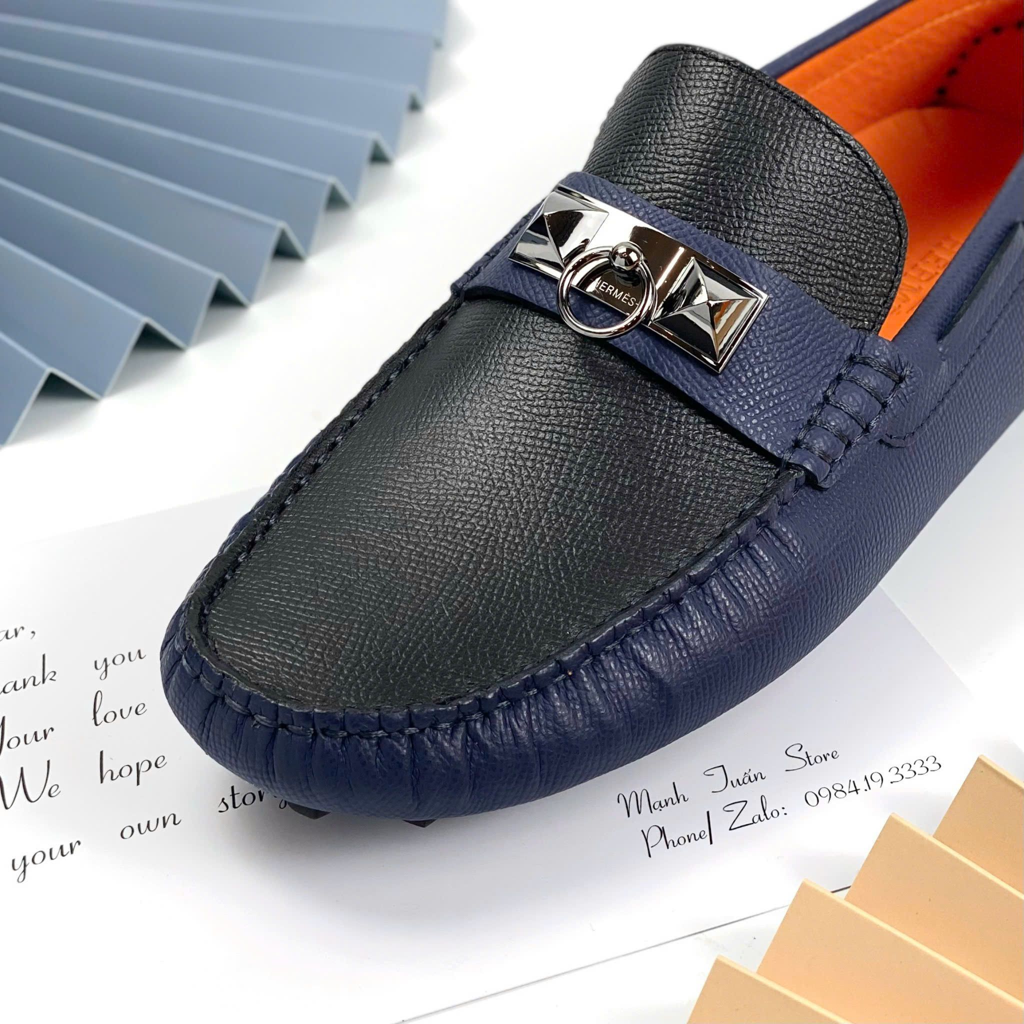 MC04 Giày Lười, Giày Moccasin Da Bò Cao Cấp Hermes