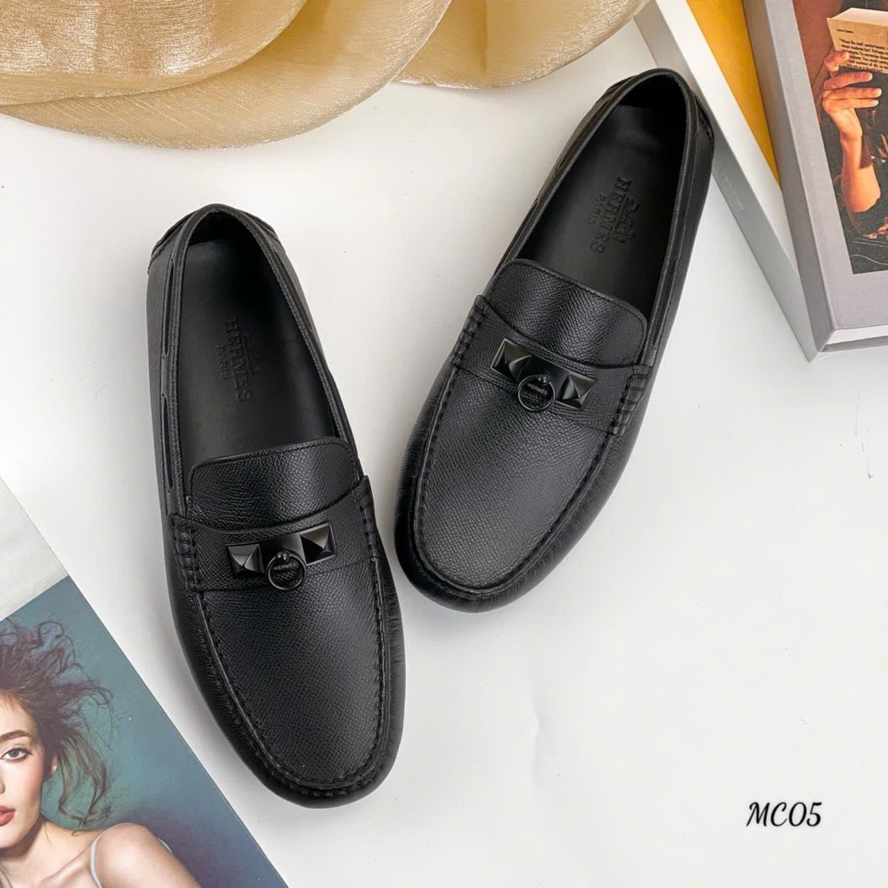 MC05 Giày Lười, Giày Moccasin Da Bò Cao Cấp Hermes
