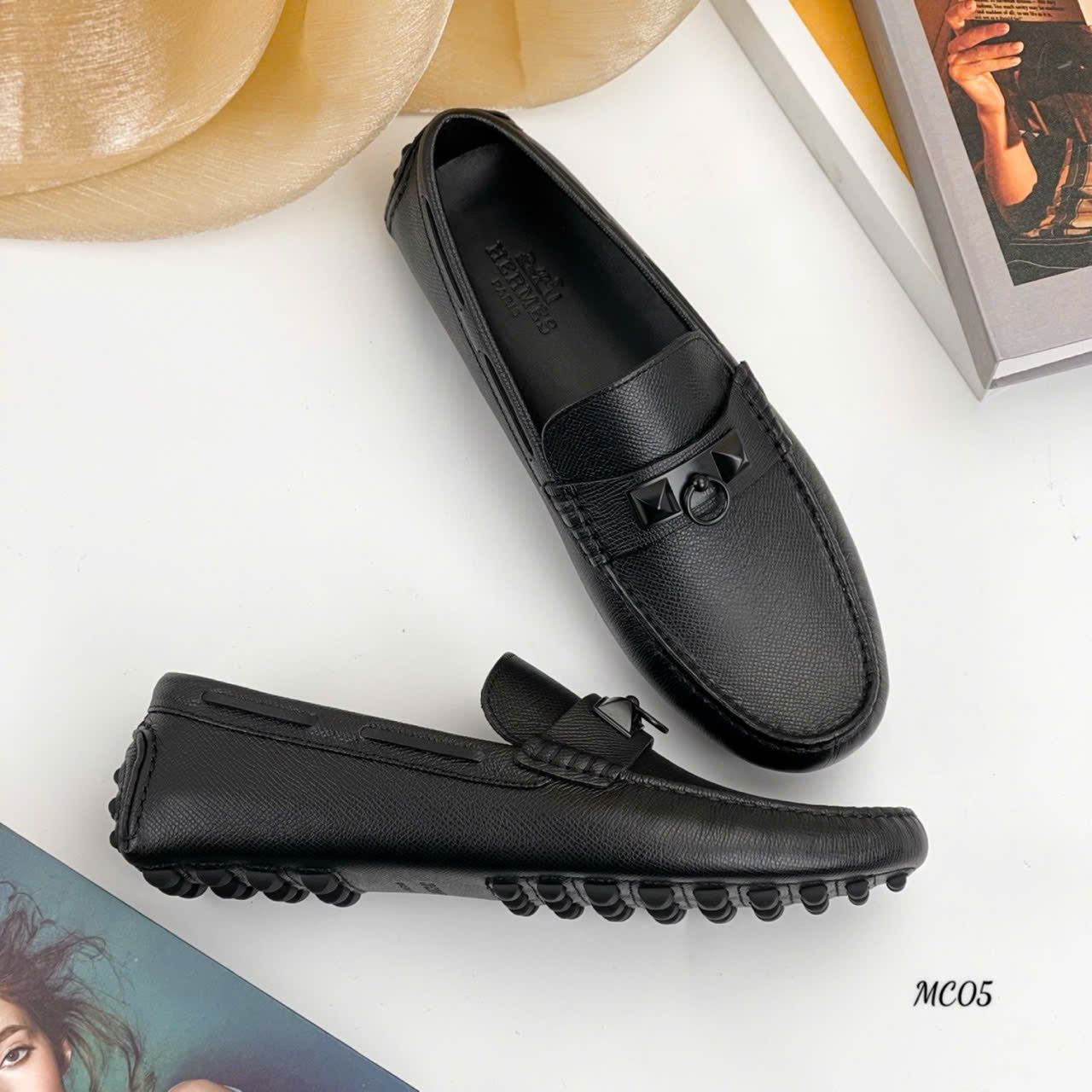 MC05 Giày Lười, Giày Moccasin Da Bò Cao Cấp Hermes