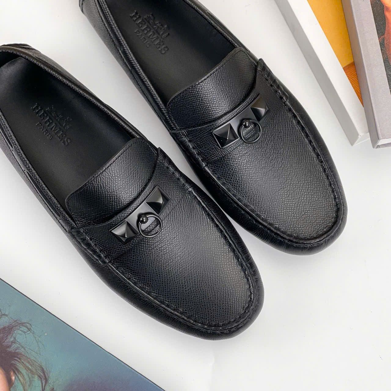 MC05 Giày Lười, Giày Moccasin Da Bò Cao Cấp Hermes