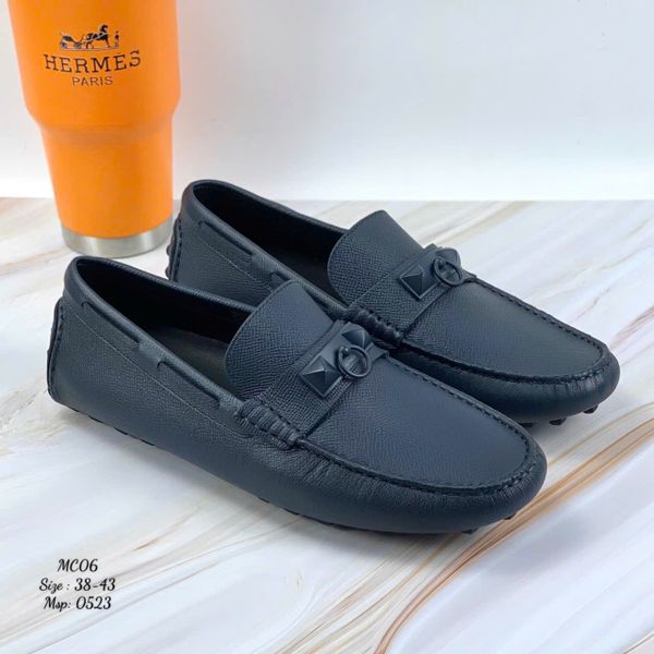 MC06 Giày Lười, Giày Moccasin Da Bò Cao Cấp Hermes