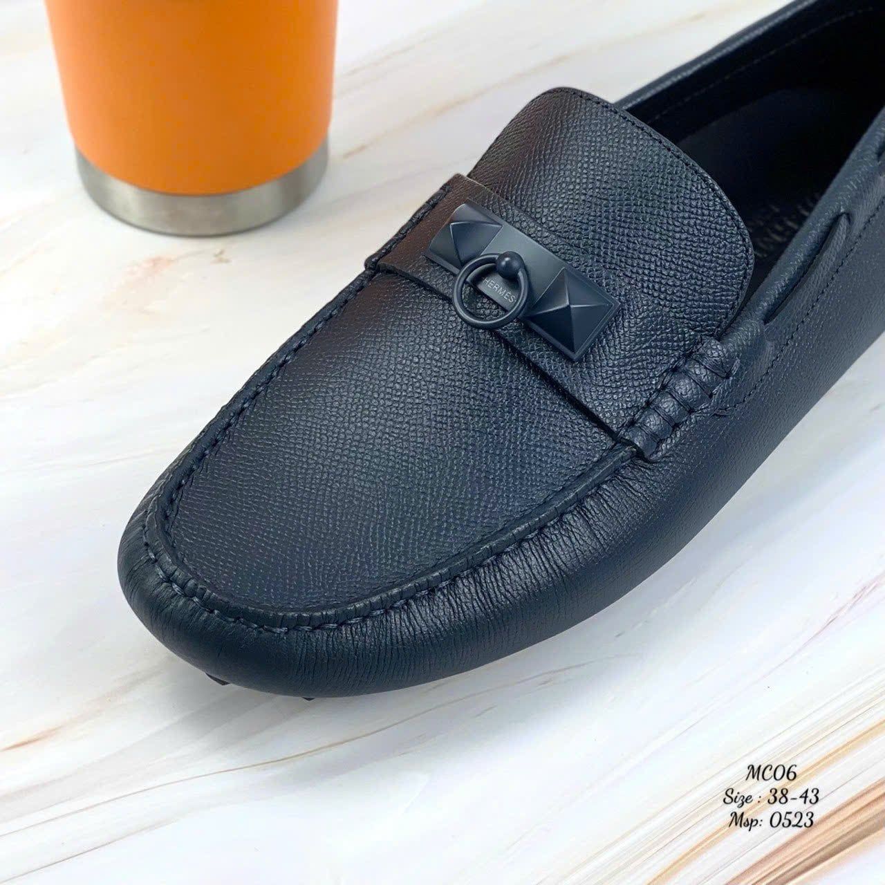 MC06 Giày Lười, Giày Moccasin Da Bò Cao Cấp Hermes