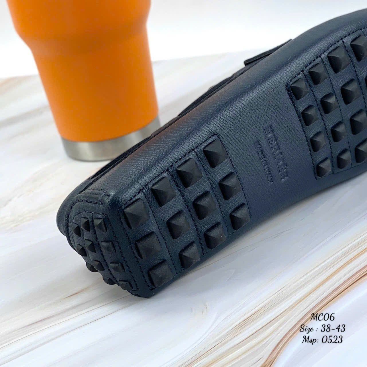 MC06 Giày Lười, Giày Moccasin Da Bò Cao Cấp Hermes