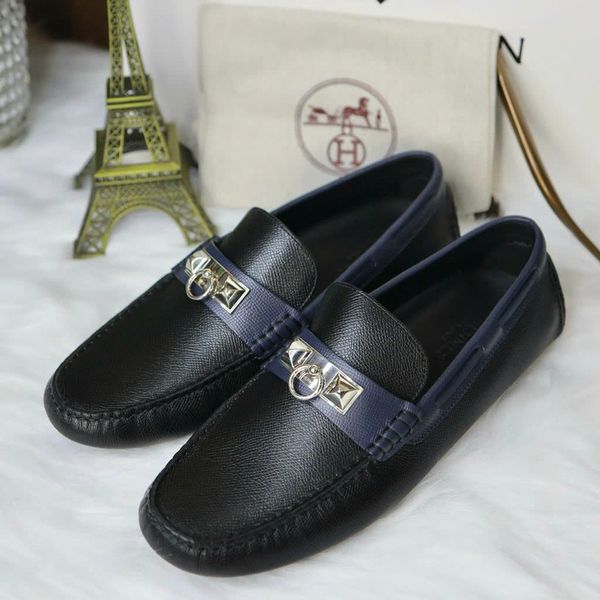 MC10 Giày Lười, Giày Moccasin Da Bò Cao Cấp Hermes