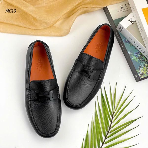 MC13 Giày Lười, Giày Moccasin Da Bò Cao Cấp Hermes