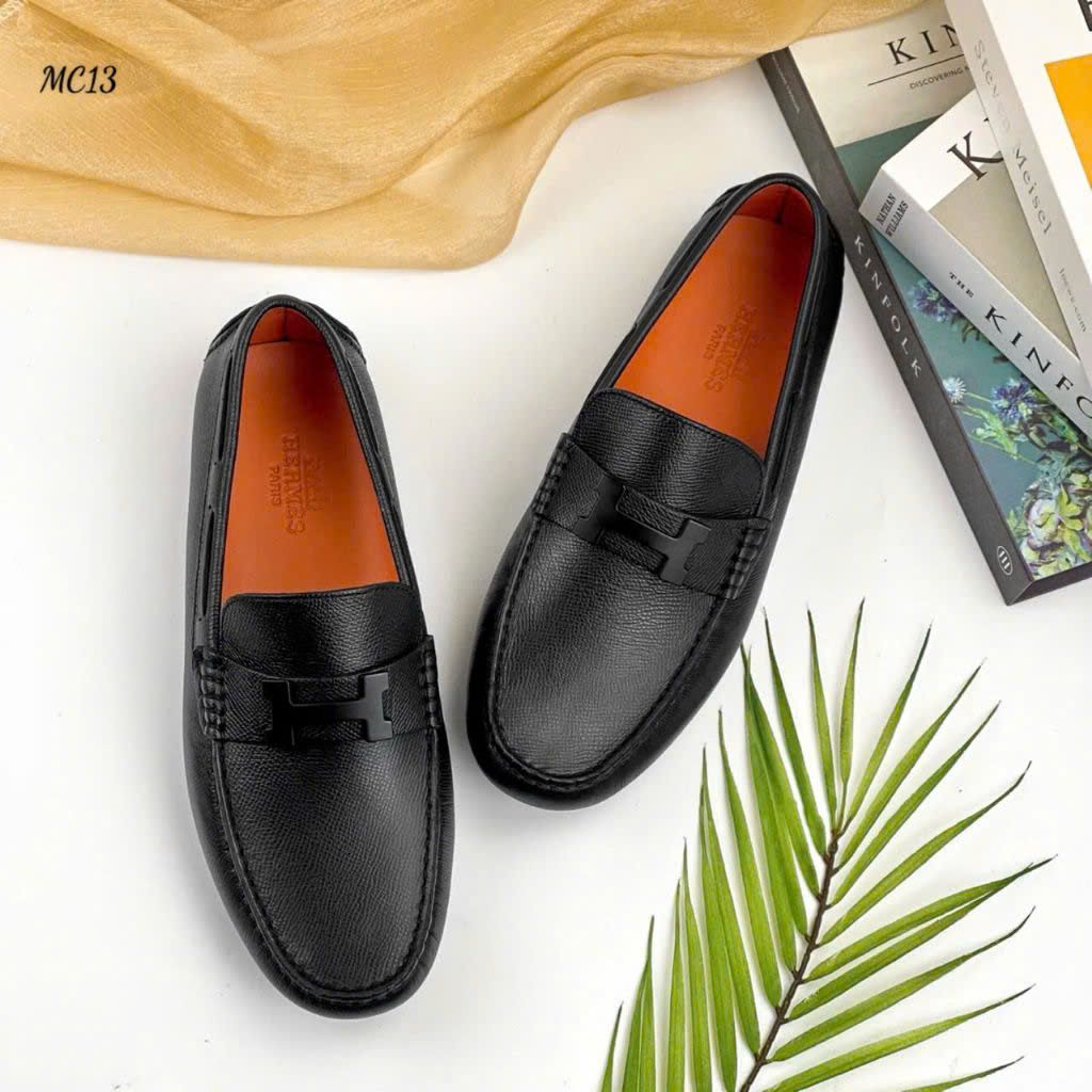 MC13 Giày Lười, Giày Moccasin Da Bò Cao Cấp Hermes