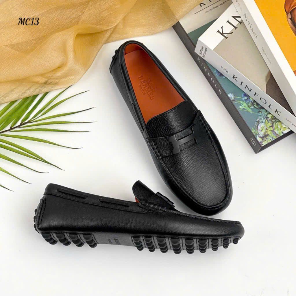 MC13 Giày Lười, Giày Moccasin Da Bò Cao Cấp Hermes