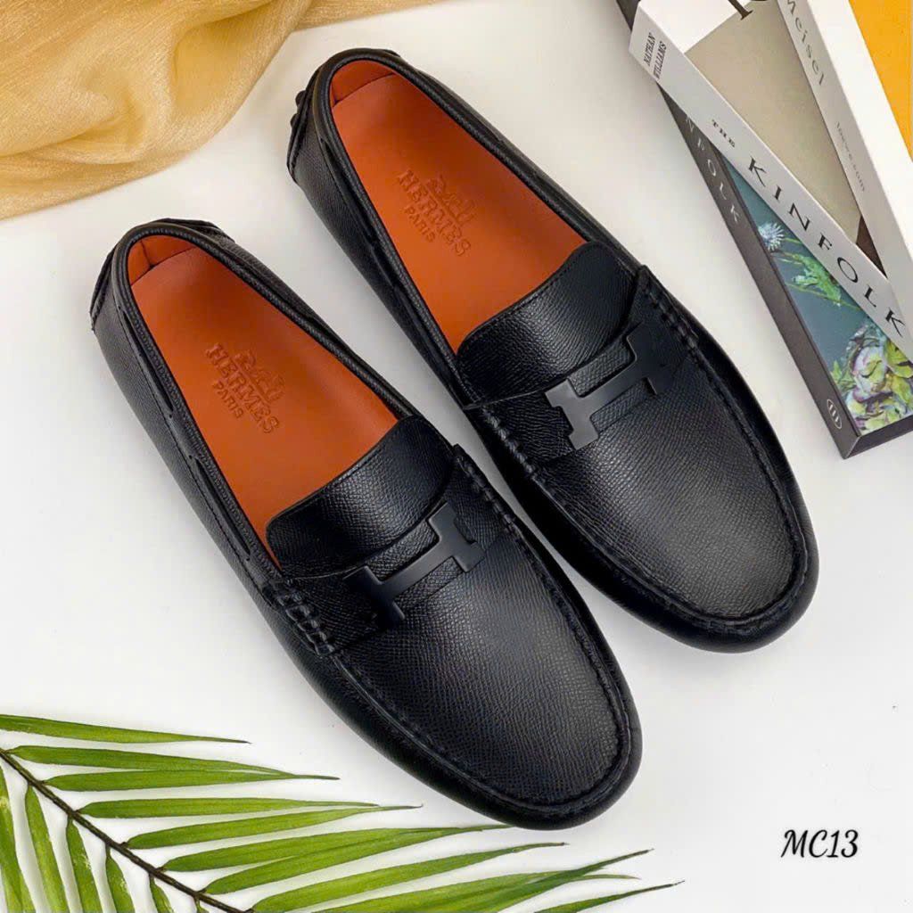 MC13 Giày Lười, Giày Moccasin Da Bò Cao Cấp Hermes