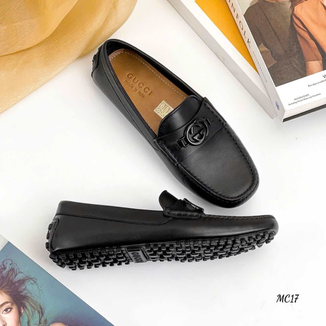 MC17 Giày Lười, Giày Moccasin Da Bò Cao Cấp Gucci