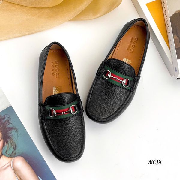 MC18 Giày Lười, Giày Moccasin Da Bò Cao Cấp Gucci