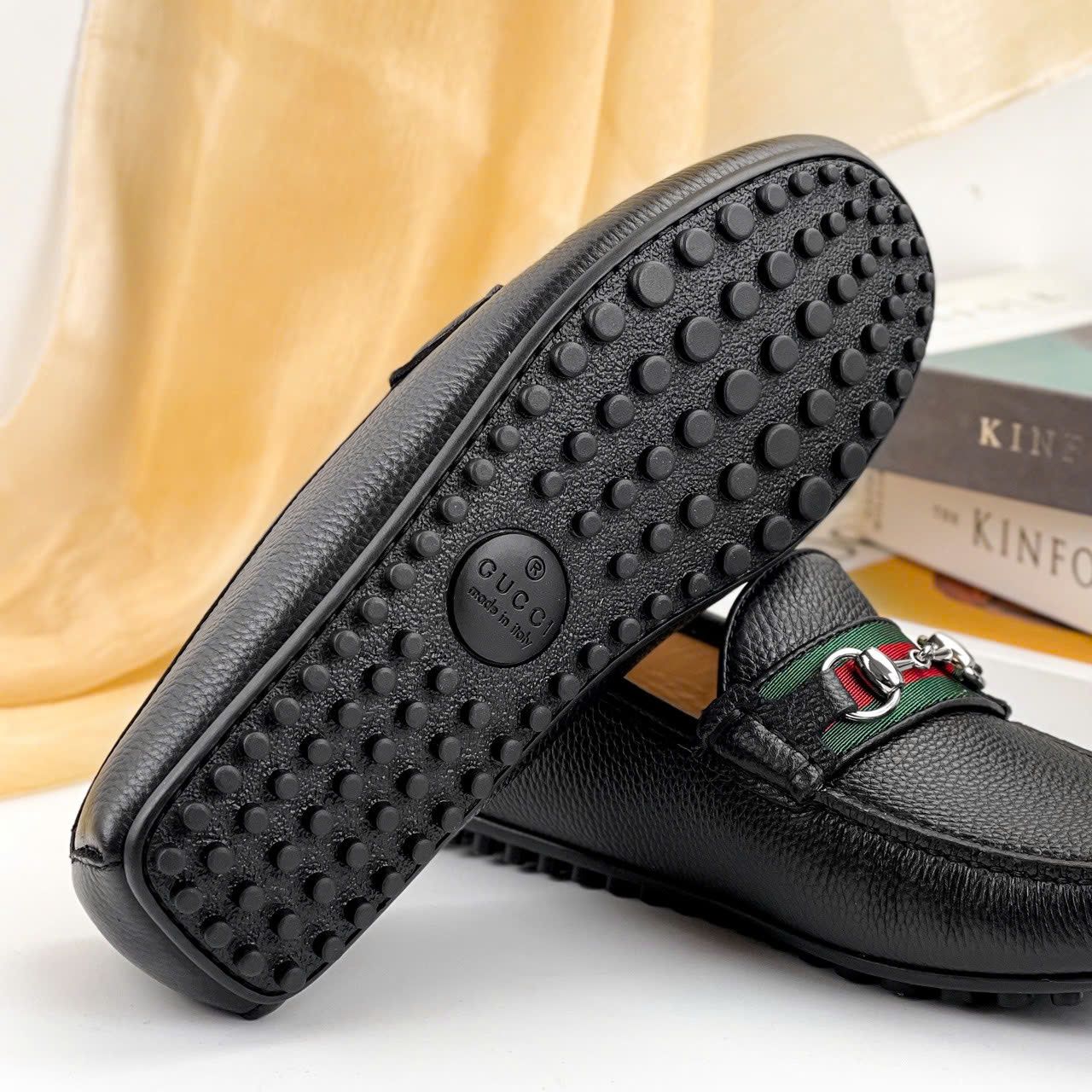 MC18 Giày Lười, Giày Moccasin Da Bò Cao Cấp Gucci