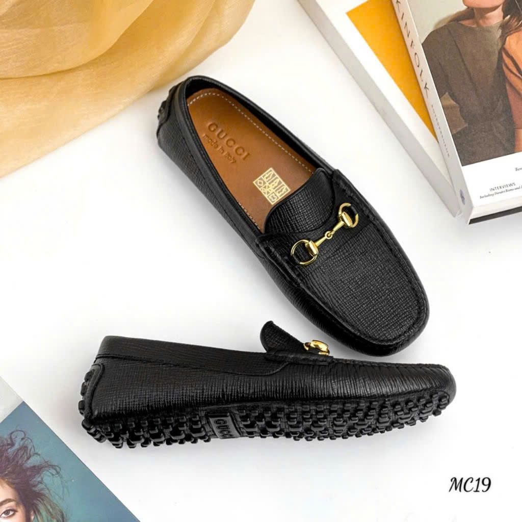 MC19 Giày Lười, Giày Moccasin Da Bò Cao Cấp Gucci