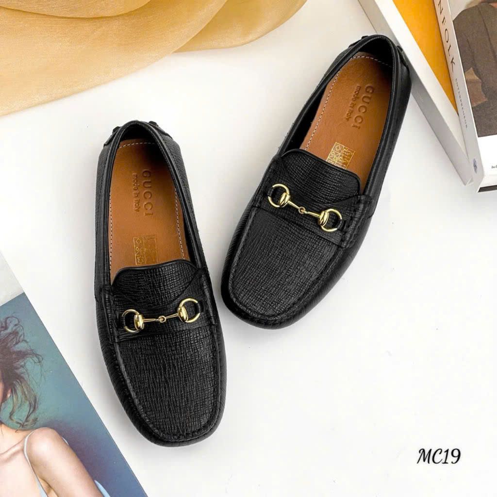 MC19 Giày Lười, Giày Moccasin Da Bò Cao Cấp Gucci