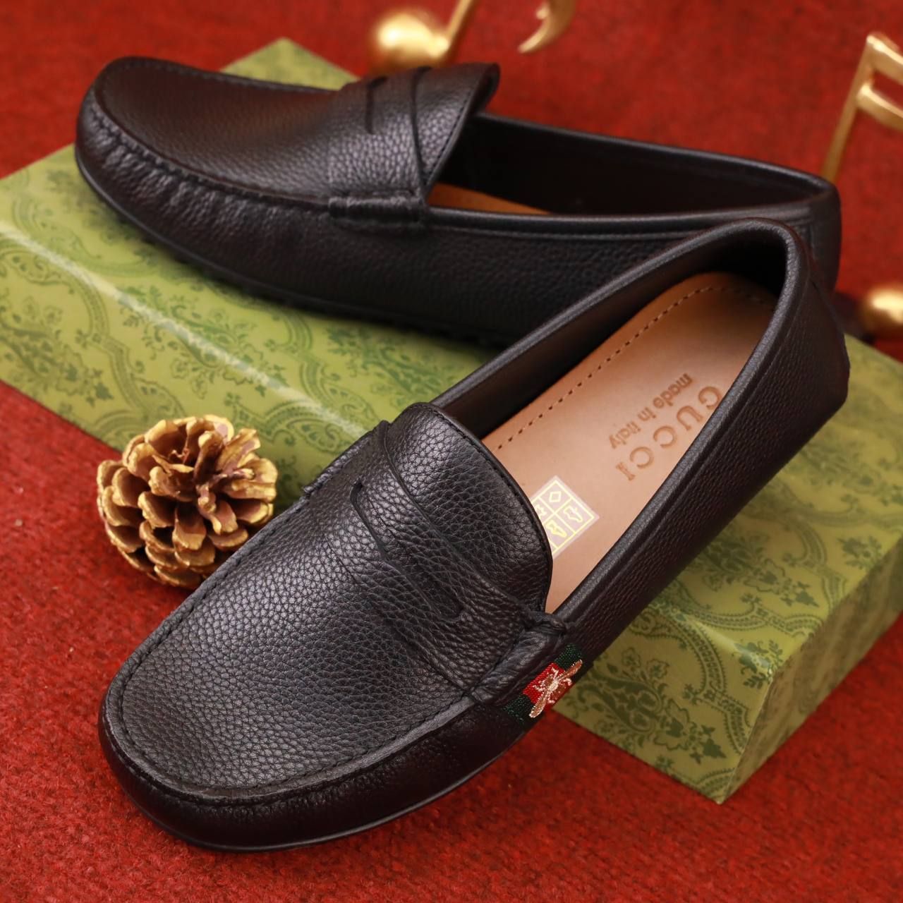 MC20 Giày Lười, Giày Moccasin Da Bò Cao Cấp Gucci