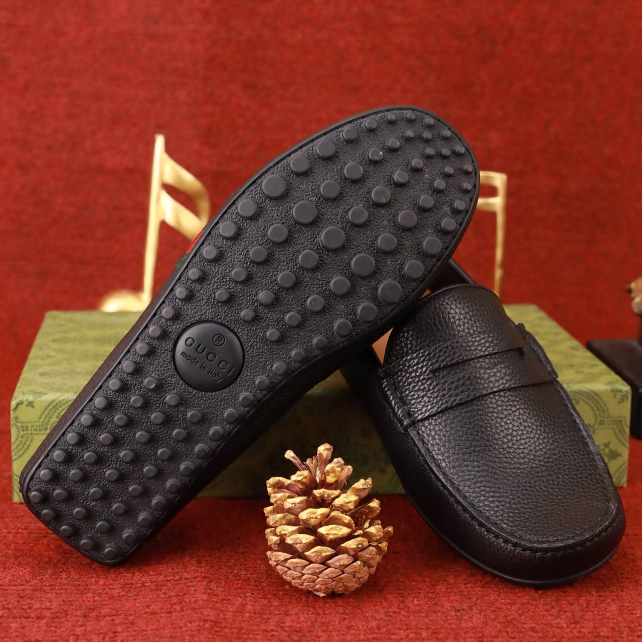 MC20 Giày Lười, Giày Moccasin Da Bò Cao Cấp Gucci