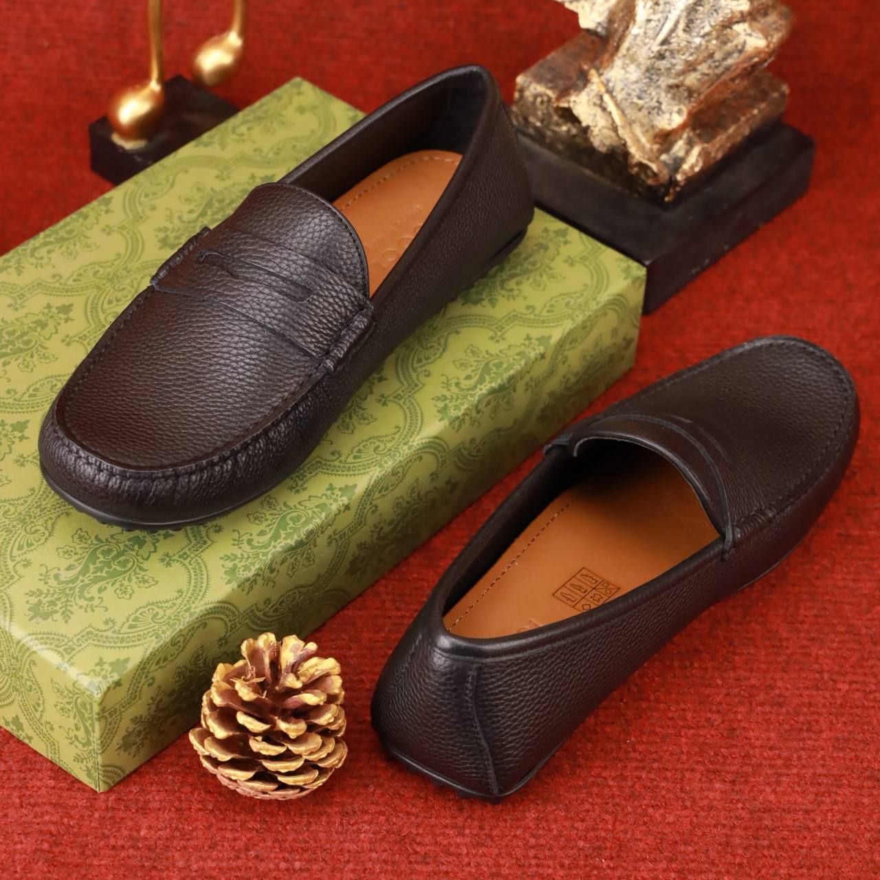 MC20 Giày Lười, Giày Moccasin Da Bò Cao Cấp Gucci