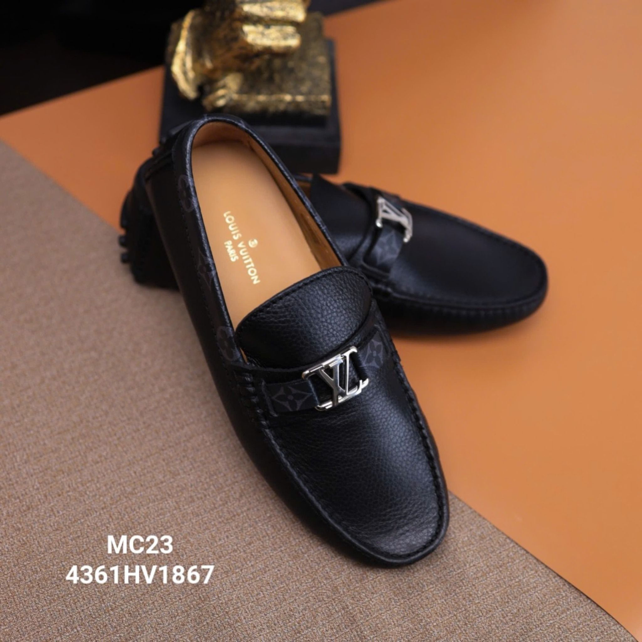 MC23 Giày Lười, Giày Moccasin Da Bò Cao Cấp Louis Vuitton