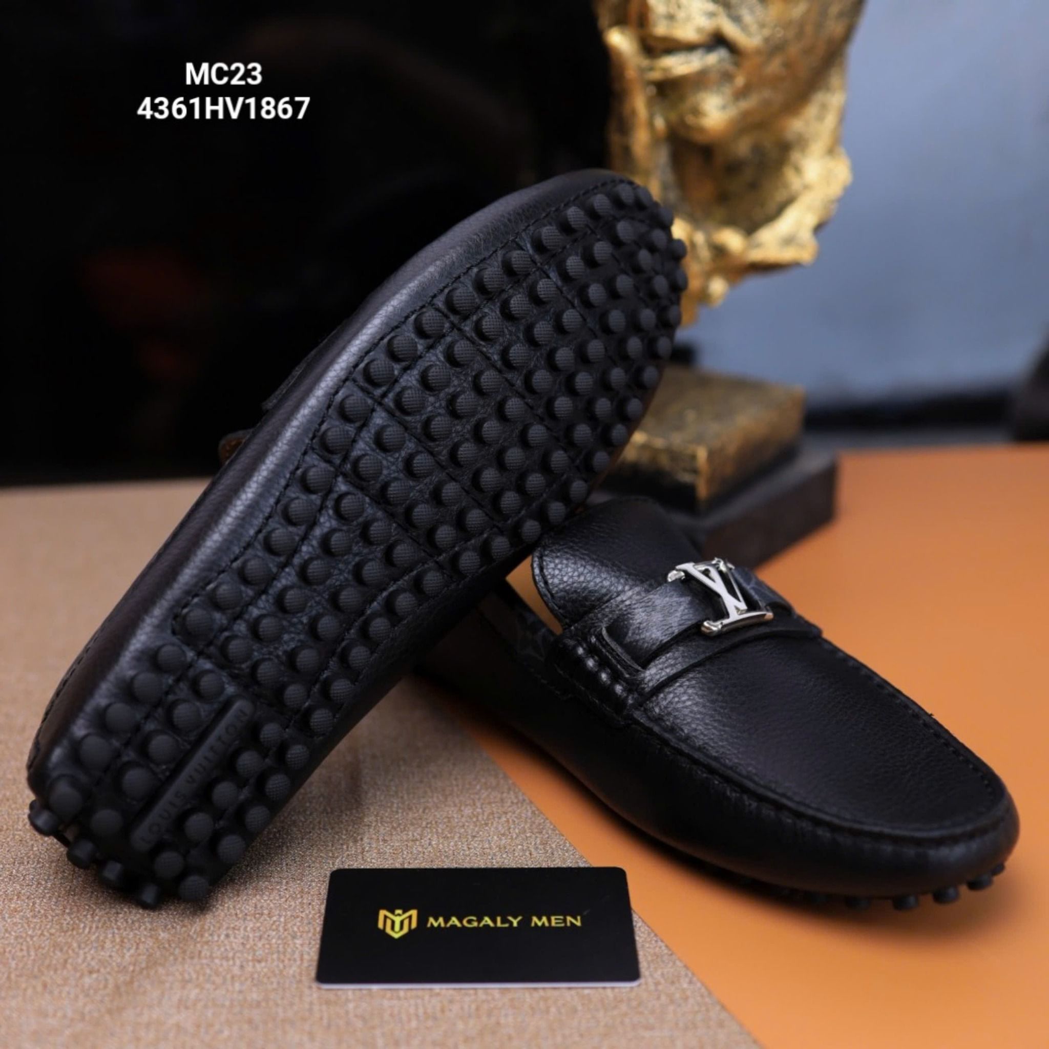 MC23 Giày Lười, Giày Moccasin Da Bò Cao Cấp Louis Vuitton