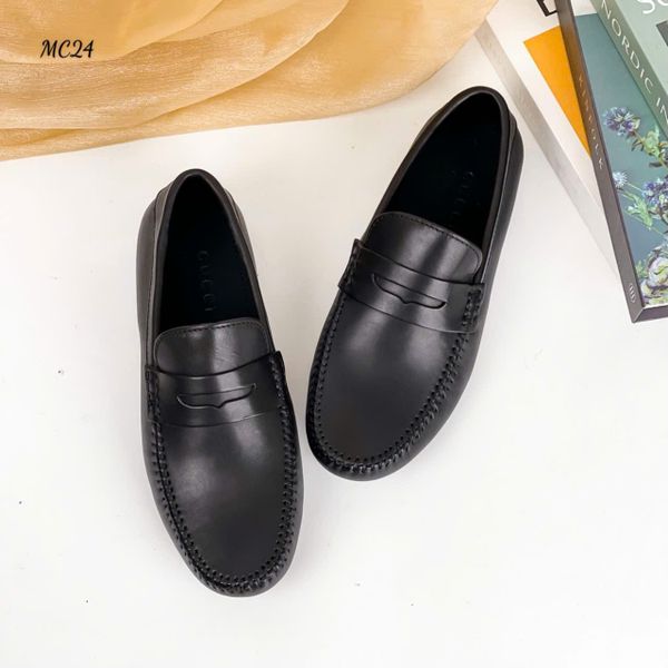 MC24 Giày Lười, Giày Moccasin Da Bò Cao Cấp Gucci