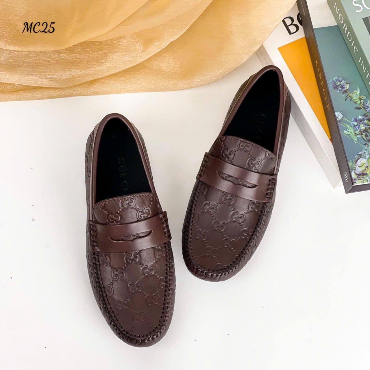 MC25 Giày Lười, Giày Moccasin Da Bò Cao Cấp Gucci