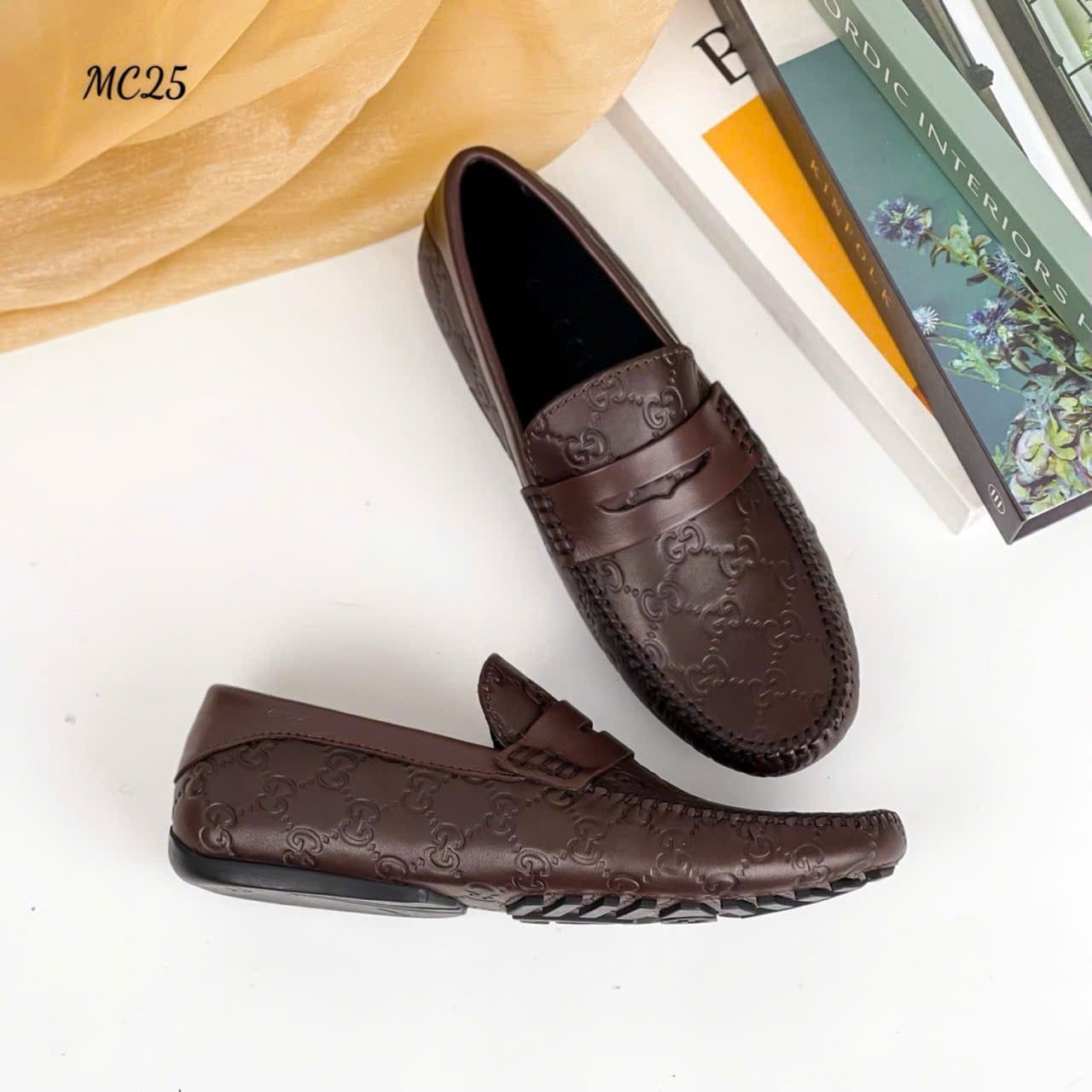 MC25 Giày Lười, Giày Moccasin Da Bò Cao Cấp Gucci