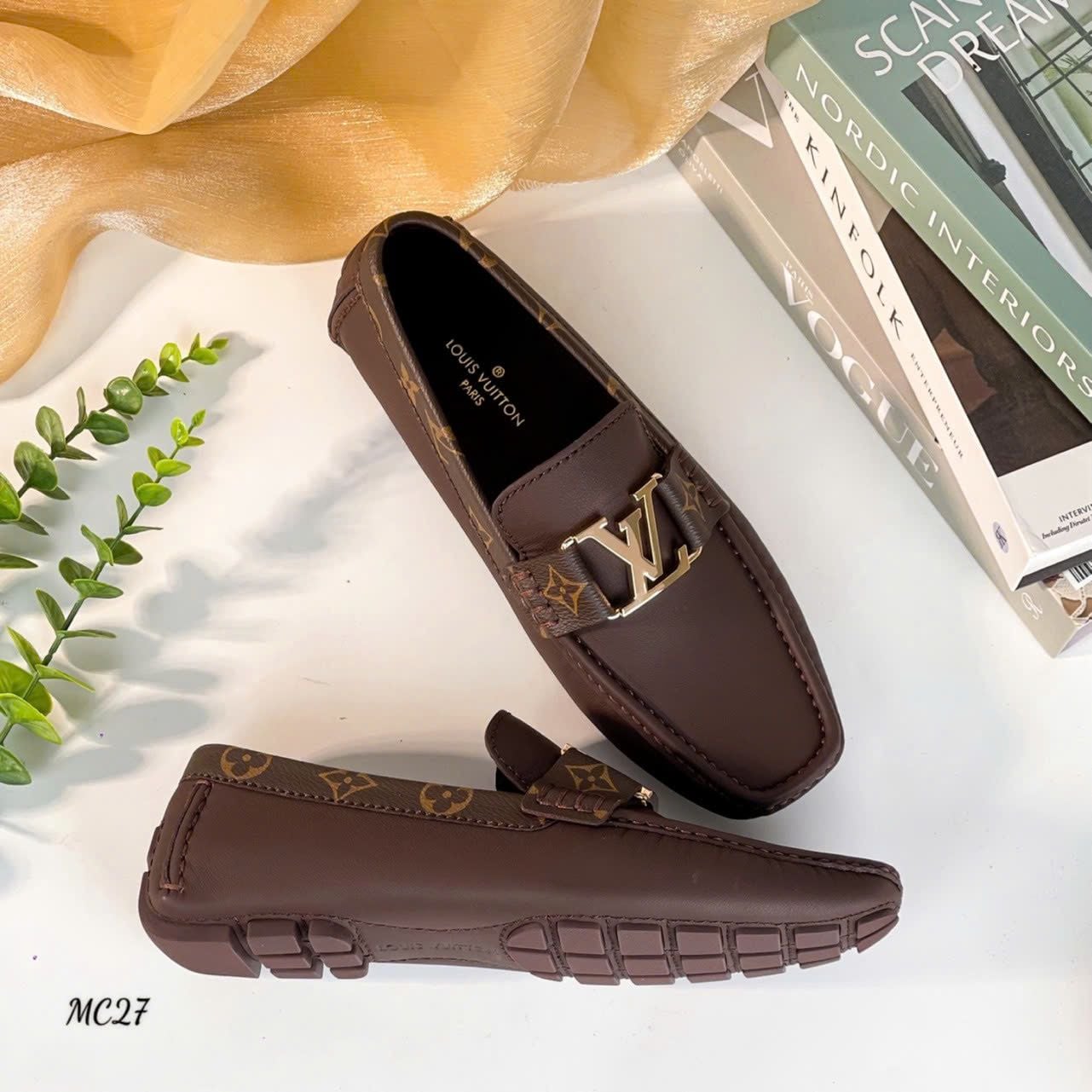 MC27 Giày Lười, Giày Moccasin Da Bò Cao Cấp Louis Vuitton