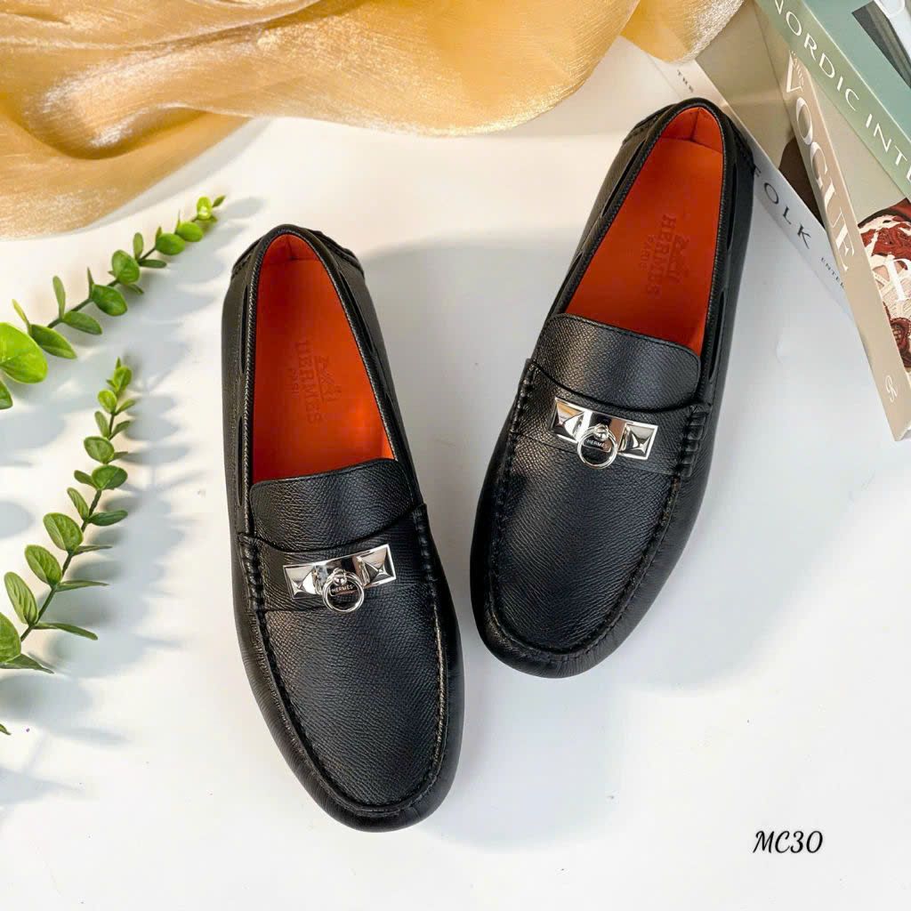MC30 Giày Lười, Giày Moccasin Da Bò Cao Cấp Hermes