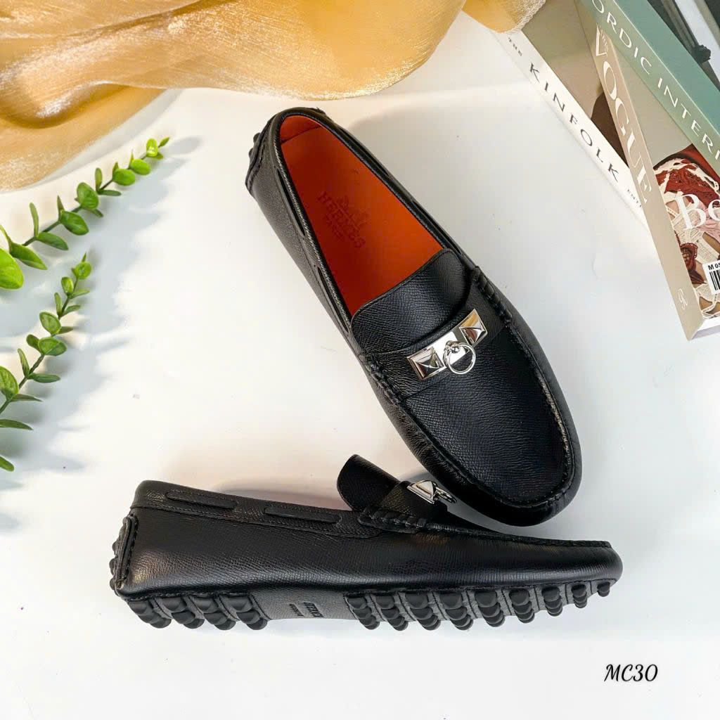 MC30 Giày Lười, Giày Moccasin Da Bò Cao Cấp Hermes