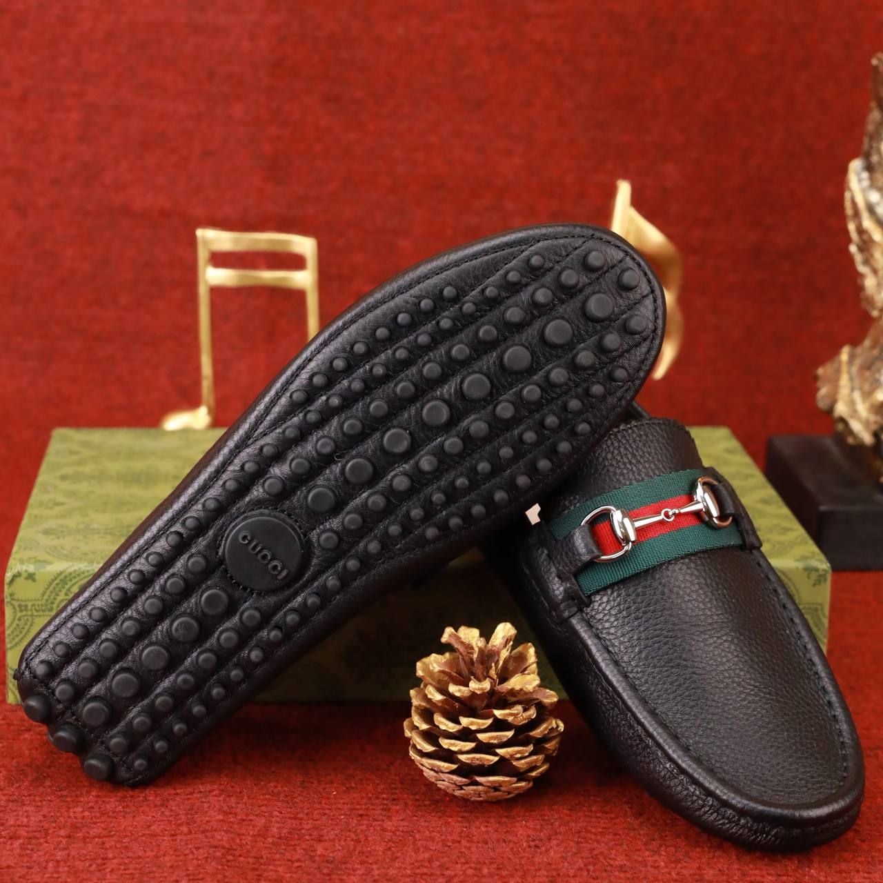 MC36 Giày Lười, Giày Moccasin Da Bò Cao Cấp Gucci