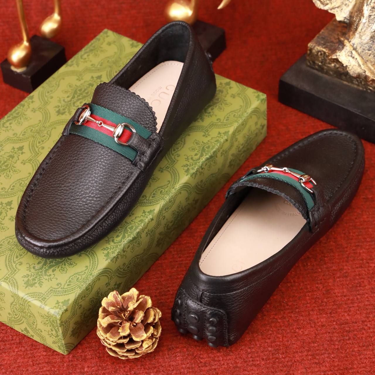 MC36 Giày Lười, Giày Moccasin Da Bò Cao Cấp Gucci