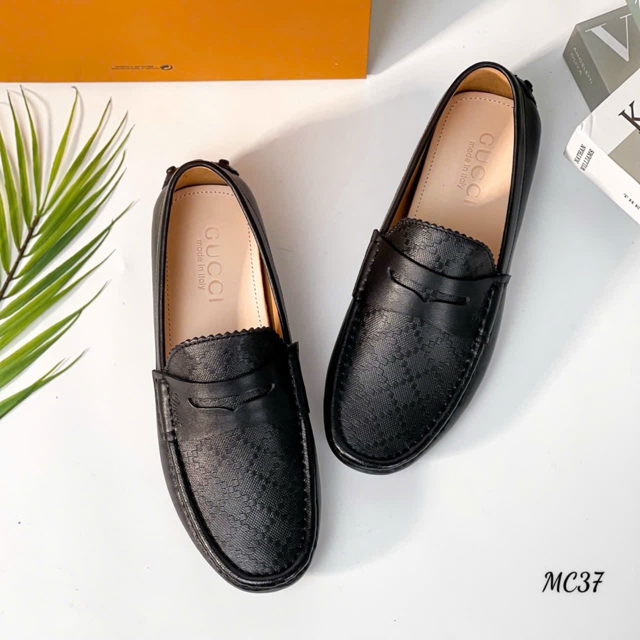 MC37 Giày Lười, Giày Moccasin Da Bò Cao Cấp Gucci