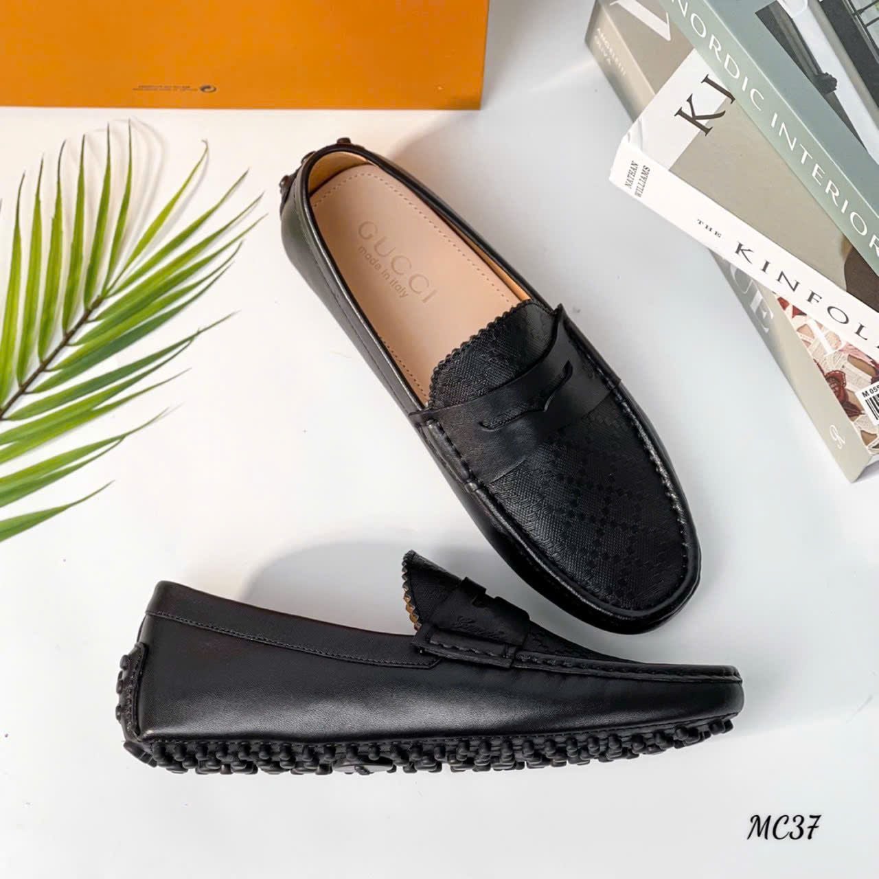 MC37 Giày Lười, Giày Moccasin Da Bò Cao Cấp Gucci