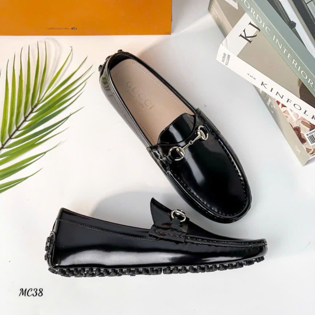 MC38 Giày Lười, Giày Moccasin Da Bò Cao Cấp Gucci