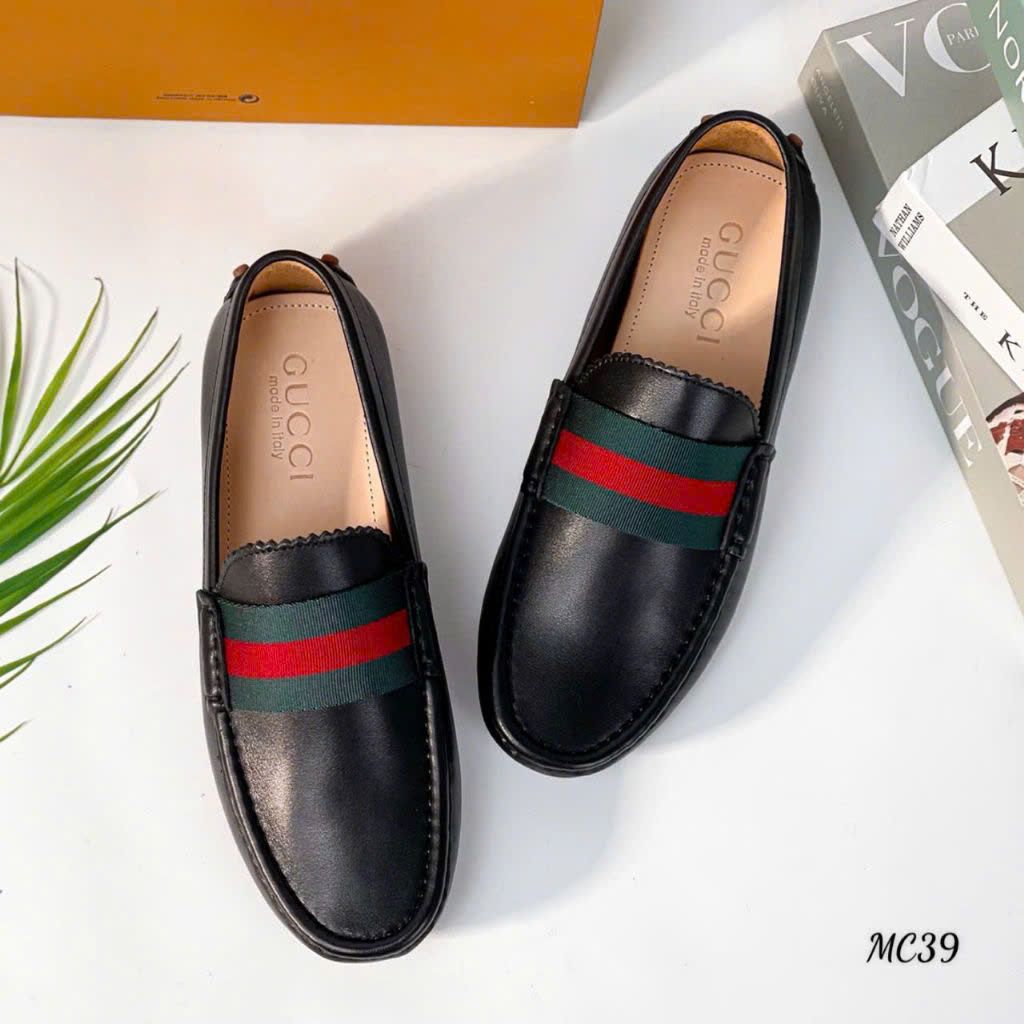 MC39 Giày Lười, Giày Moccasin Da Bò Cao Cấp Gucci