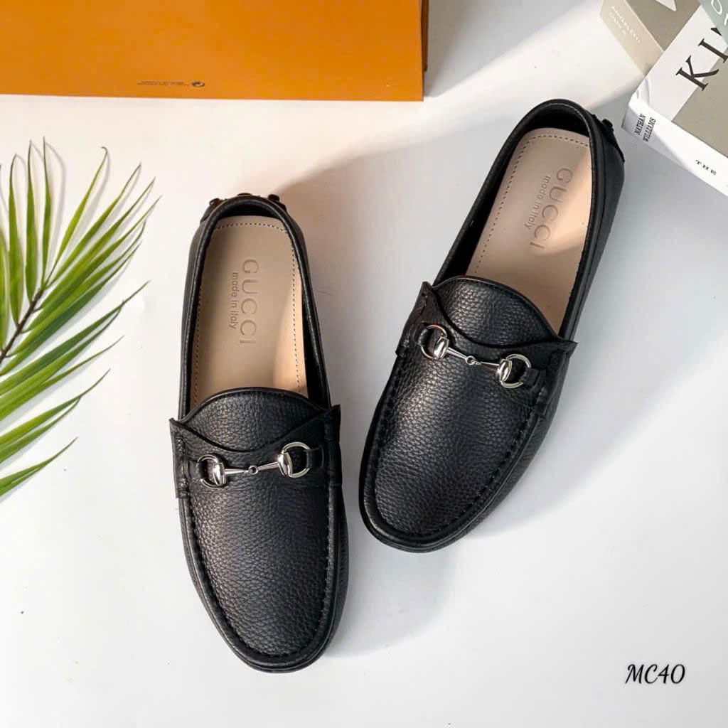 MC40 Giày Lười, Giày Moccasin Da Bò Cao Cấp Gucci