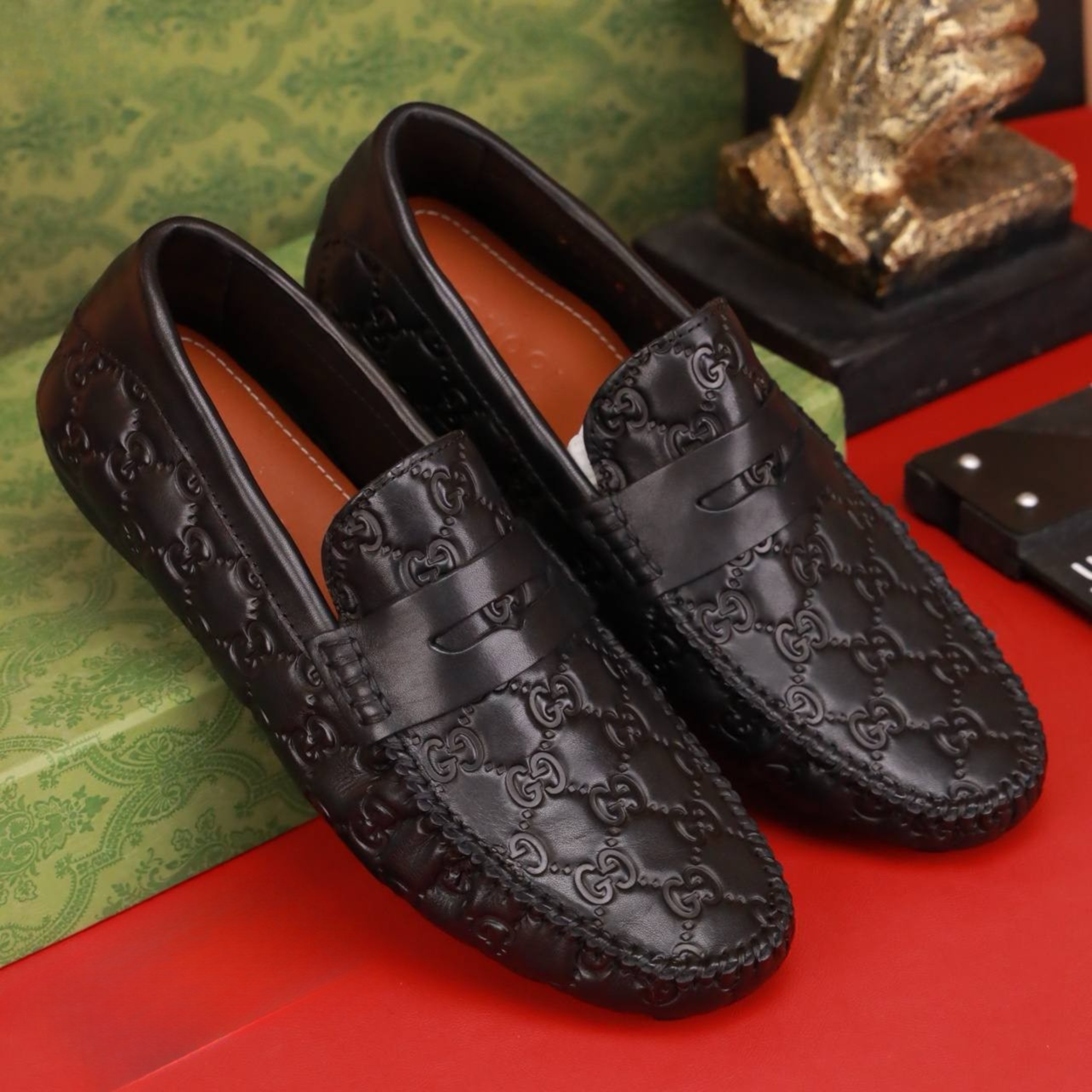 MC26 Giày Lười, Giày Moccasin Da Bò Cao Cấp Gucci