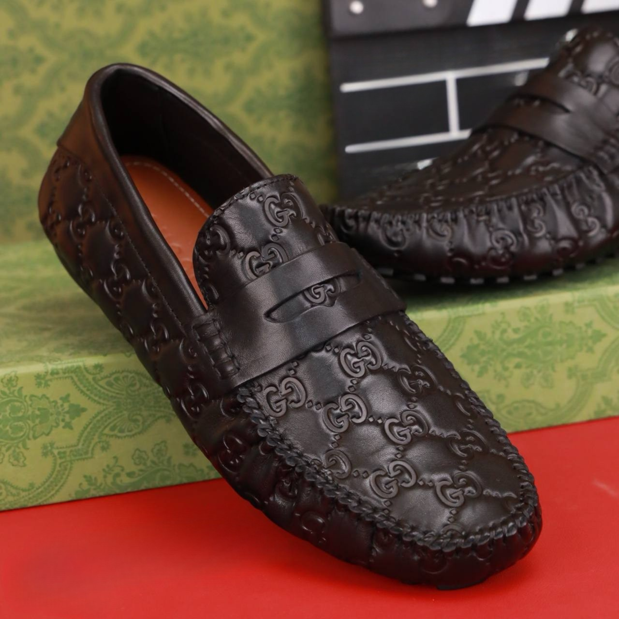 MC26 Giày Lười, Giày Moccasin Da Bò Cao Cấp Gucci