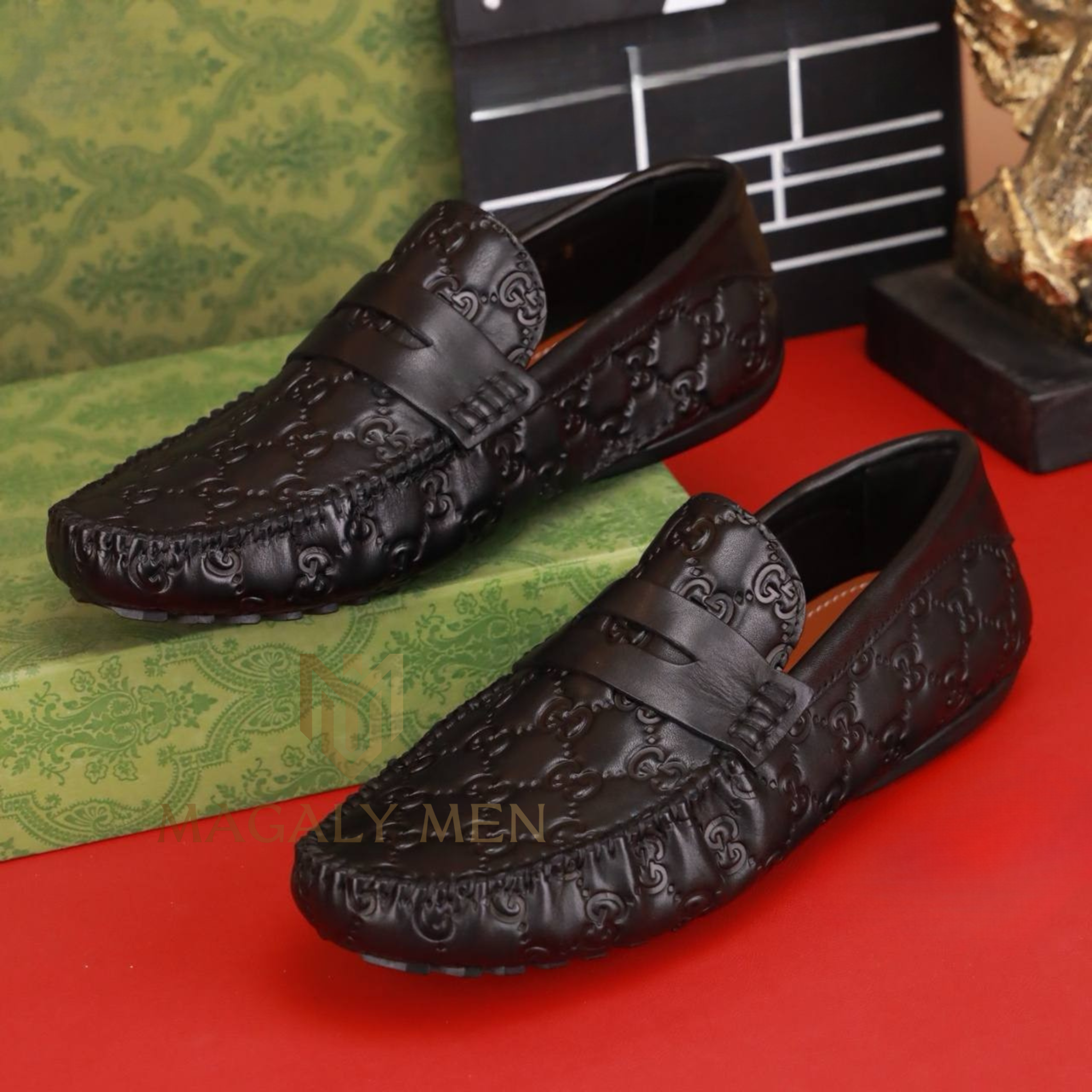 MC26 Giày Lười, Giày Moccasin Da Bò Cao Cấp Gucci