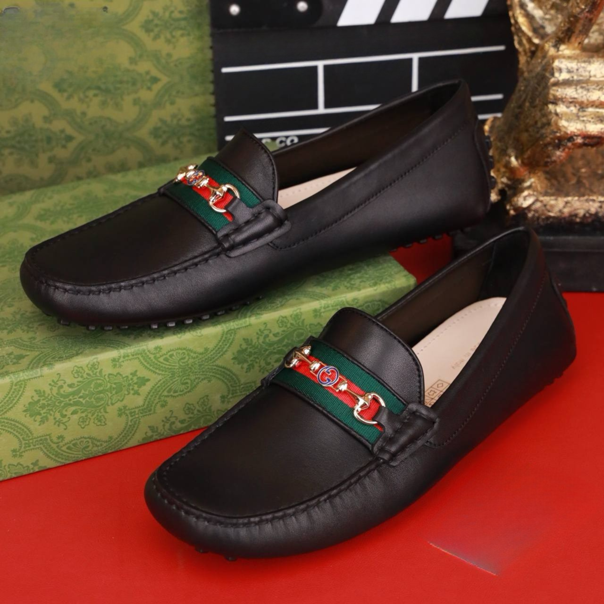 MC35 Giày Lười, Giày Moccasin Da Bò Cao Cấp Gucci