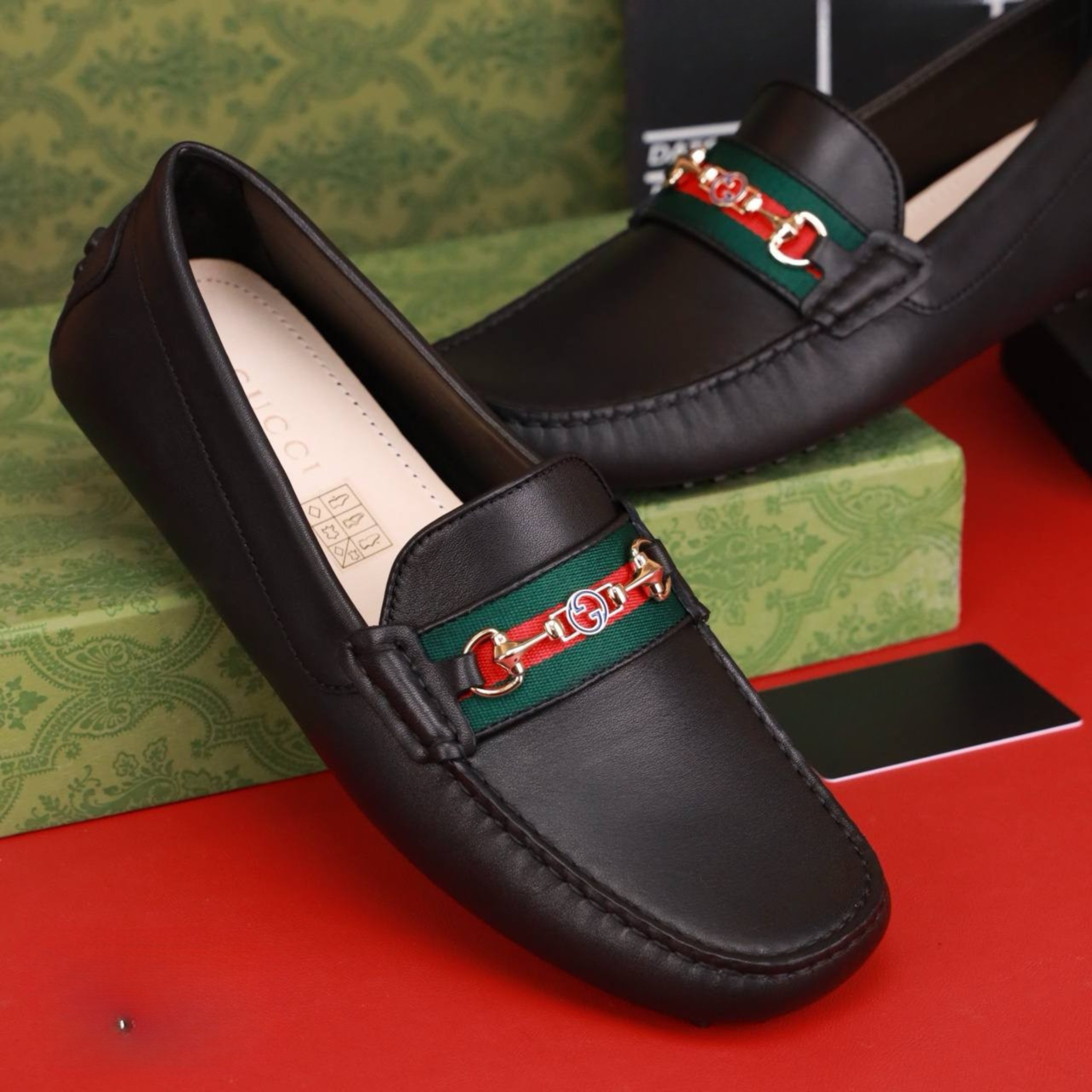 MC35 Giày Lười, Giày Moccasin Da Bò Cao Cấp Gucci