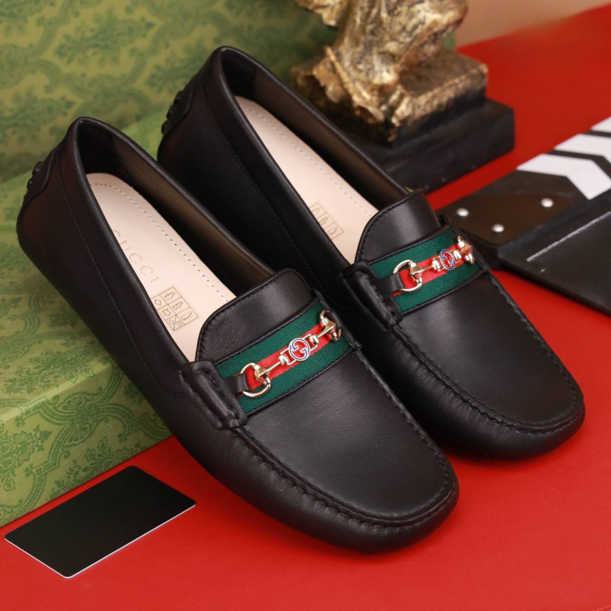 MC35 Giày Lười, Giày Moccasin Da Bò Cao Cấp Gucci