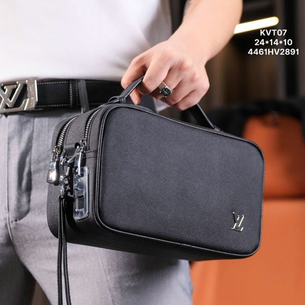 KVT07 Ví Khóa Vân Tay,Ví Khóa Số, Ví Nam Cầm tay, Clutch Cầm Tay Nam Da Bò Louis Vuitton