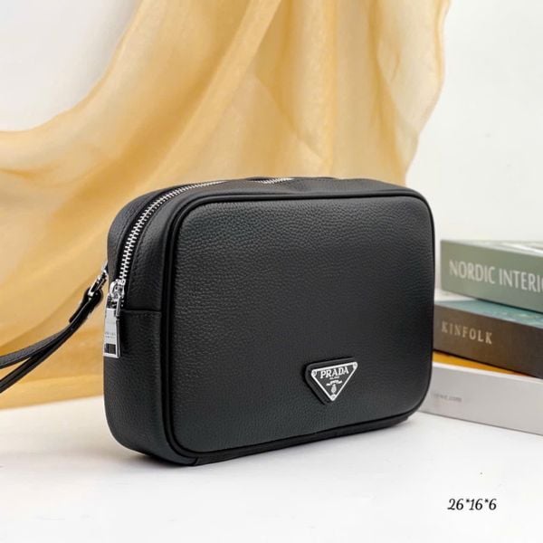 VCT29 Ví Khóa Vân Tay,Ví Khóa Số, Ví Nam Cầm tay, Clutch Cầm Tay Nam Da Bò Prada