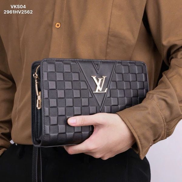 VKS04 Ví Khóa Số, Ví Nam Cầm tay, Clutch Cầm Tay Nam Da Bò Louis Vuitton