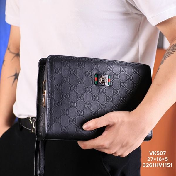 VKS07 Ví Khóa Số, Ví Nam Cầm tay, Clutch Cầm Tay Nam Da Bò Gucci