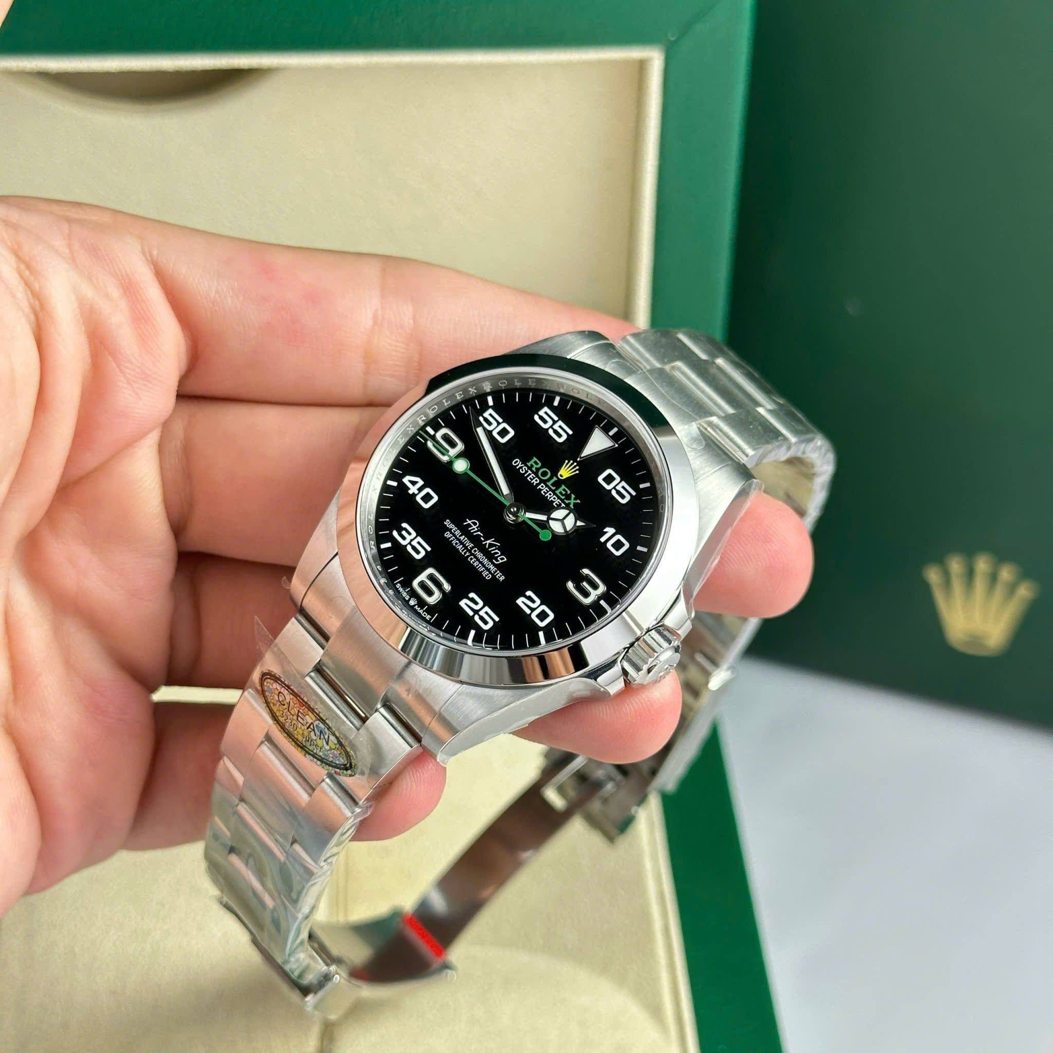 Đồng hồ Rolex Air King 126900 Replica 11 mặt đen nhà máy Clean 40mm