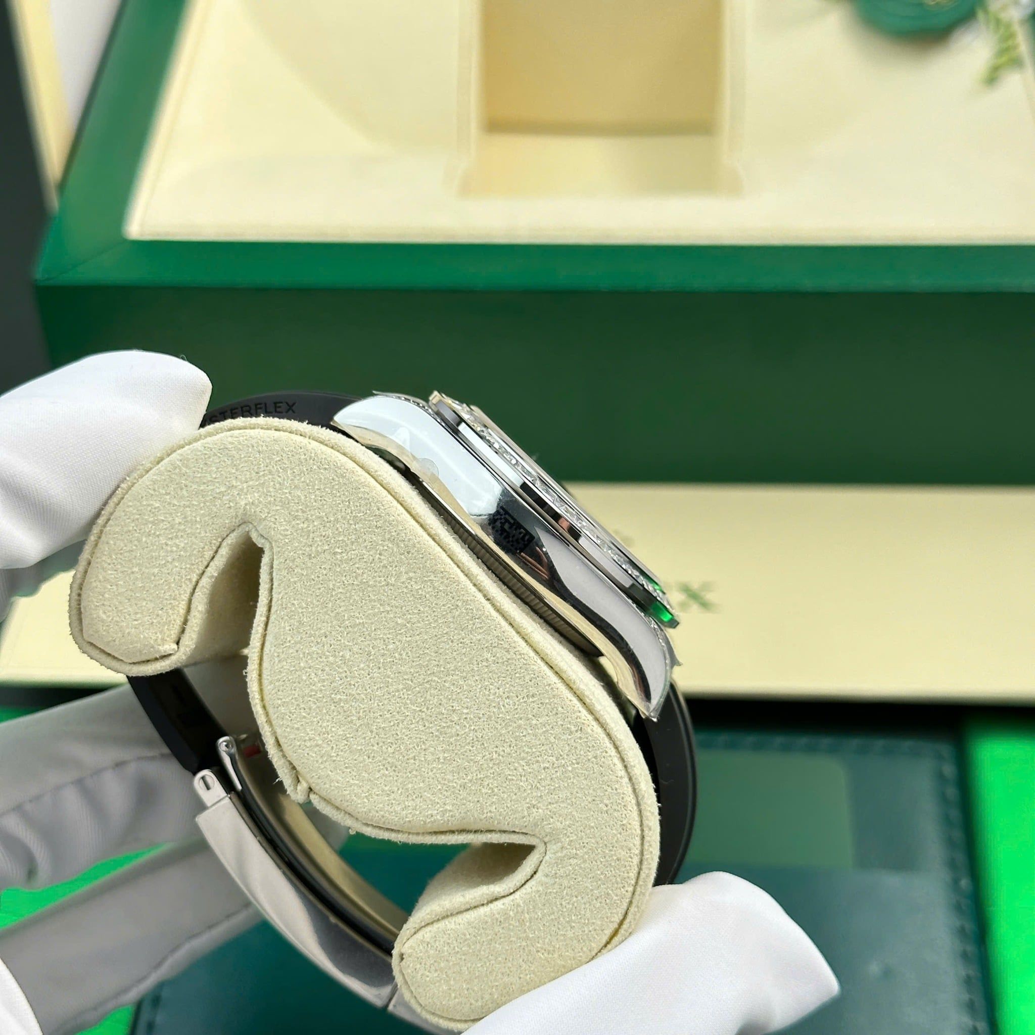 Rolex Daytona 126535TBR-0002 Mặt Số Hồng Sundust Chế Tác Đá Dây Cao Su Replica 1:1 40mm