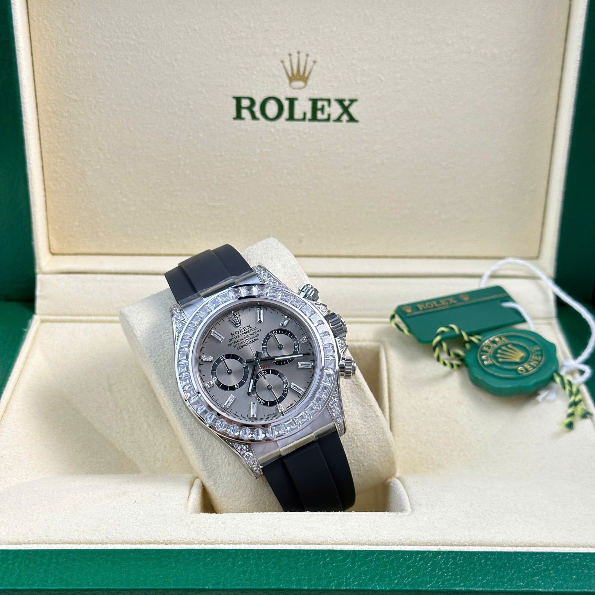 Rolex Daytona 126535TBR-0002 Mặt Số Hồng Sundust Chế Tác Đá Dây Cao Su Replica 1:1 40mm